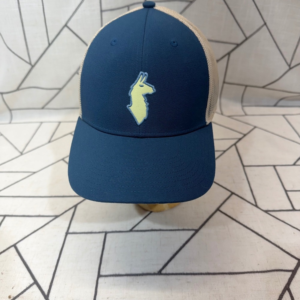 Cotopaxi Trucker Hat OS Navy Blue Tan Llama Logo Snapback Mesh Cap